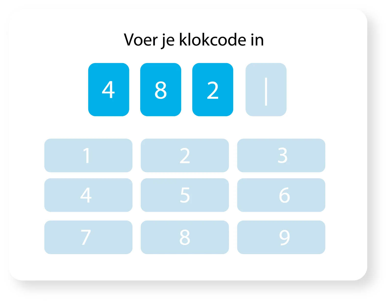Gemeinsames Tablet in Tiemdo, auf dem Mitarbeiter mit persönlichem 4-stelligen Code einstempeln