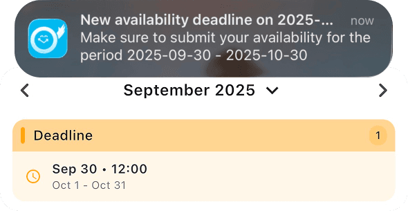 Benachrichtigung Verfügbarkeitsfrist auf dem Telefon