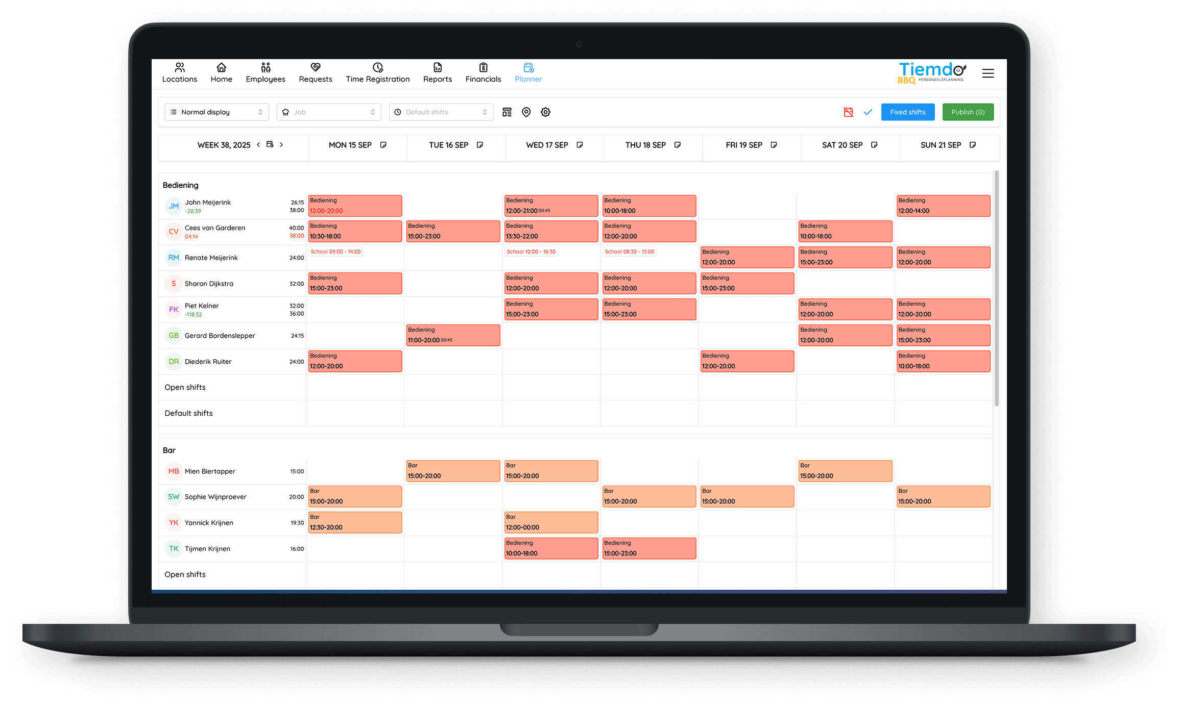 Tiemdo planner dashboard on laptop image
