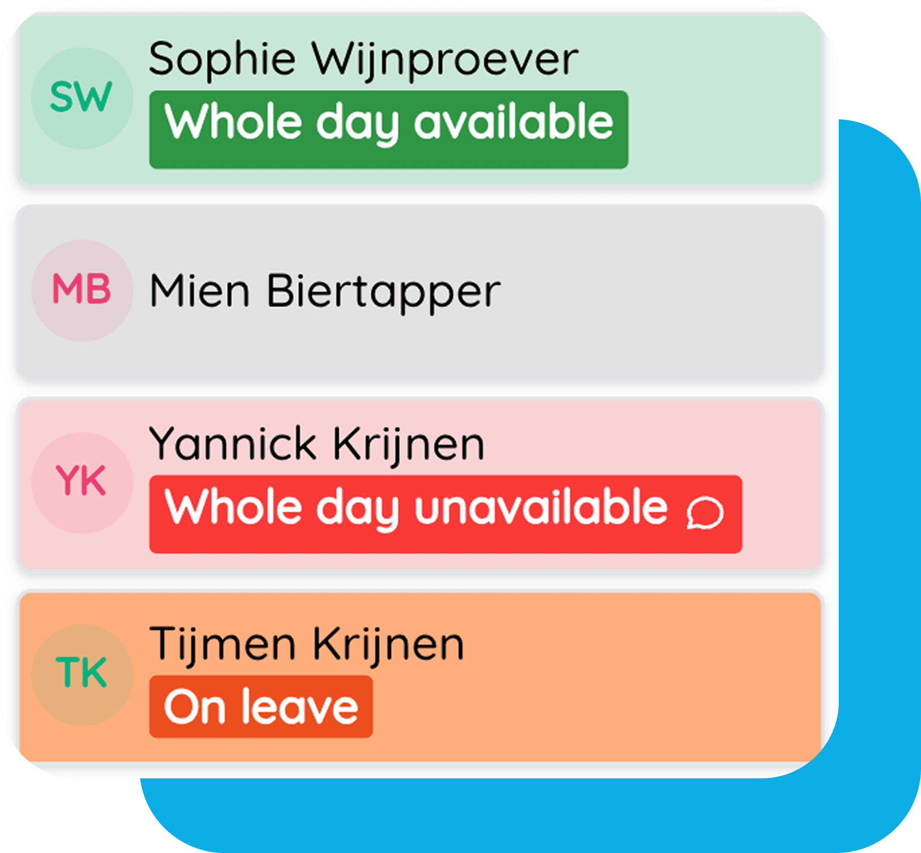 Availability and leave information in planner