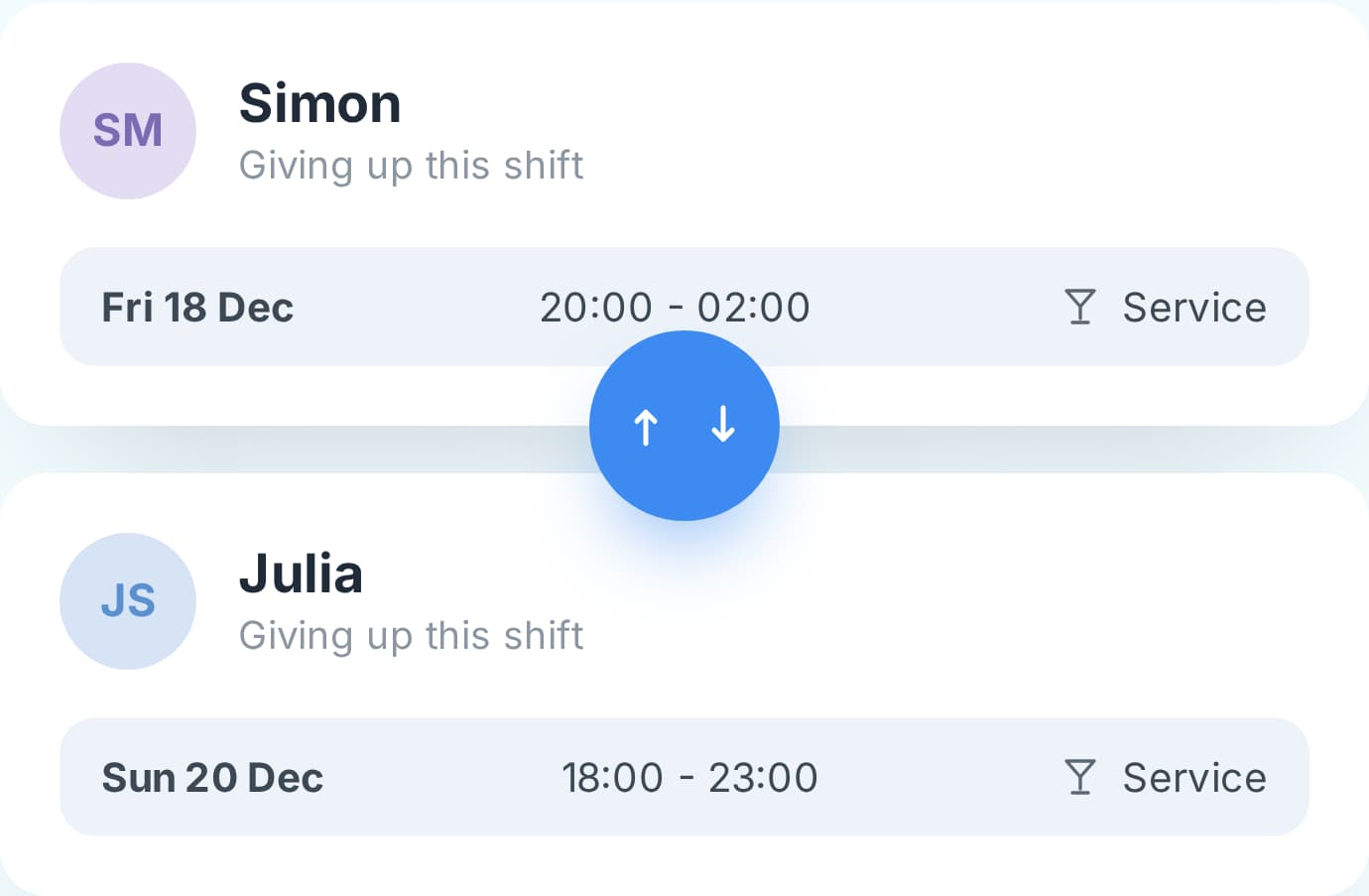 Open shift in Tiemdo being picked up by a colleague