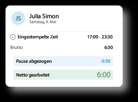 Günstige Zeiterfassung für die Gastronomie: alle Arbeitsstunden fehlerfrei verarbeitet