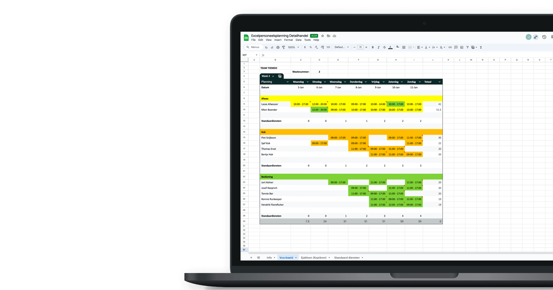 Staff scheduling in Excel for retail